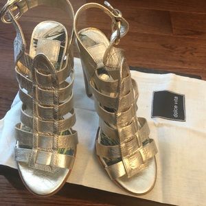 NIB Dolce Vita 6.5 White Gold High Heel Sandals